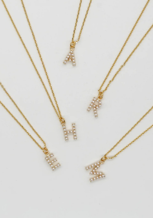 Fresh Water Pearl Initial Necklace - N