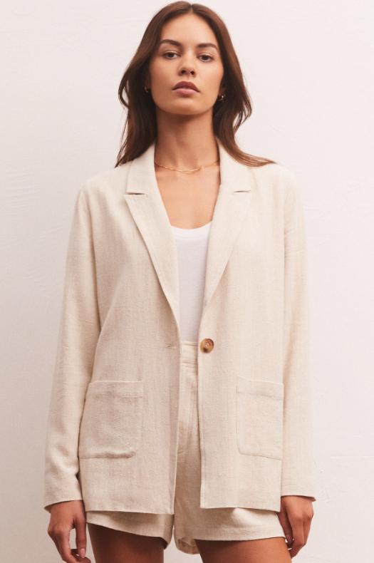 Chateau Linen Blazer - Flax - Lg