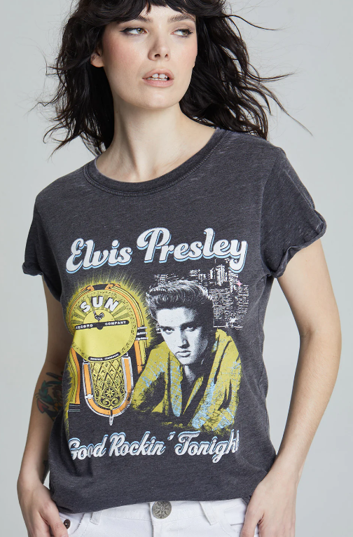 Sun Records Elvis Presley Burnout Tee - BLK