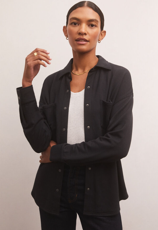 WFH Modal Shirt Jacket - Black