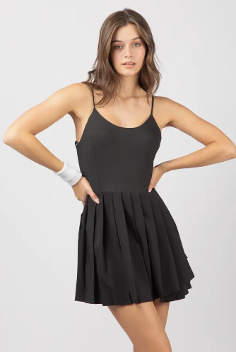 Serena Pleated Cami Dress - Black - Med