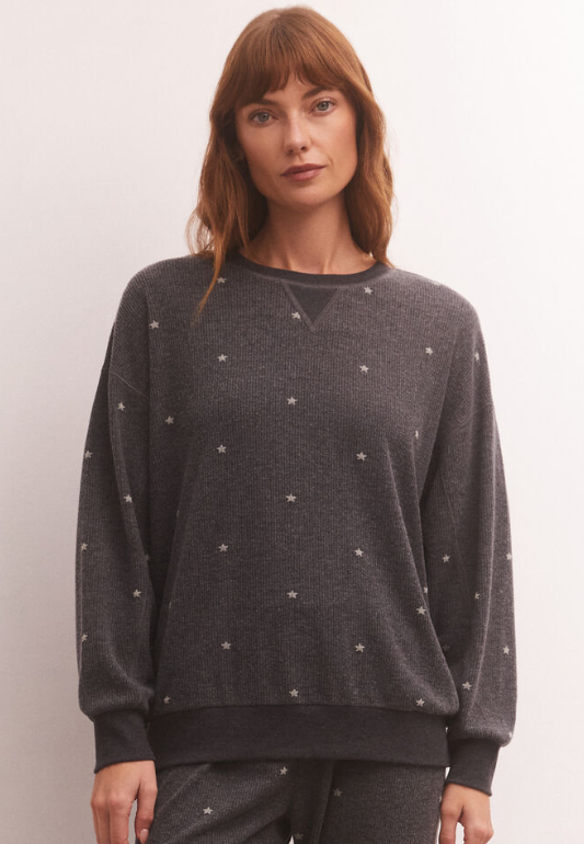 Cozy Days Thermal Sweatshirt - Heather Black - Xs