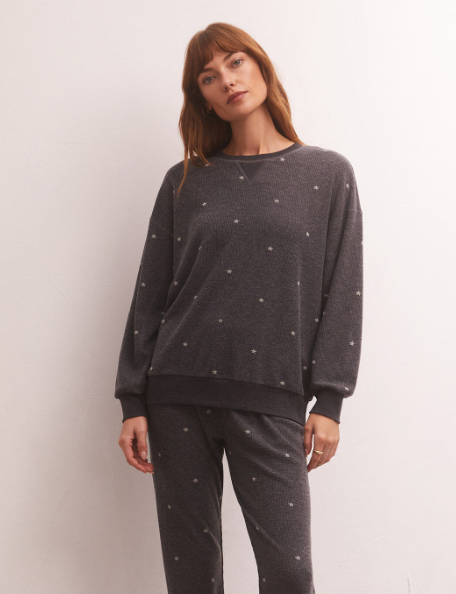 Cozy Days Thermal Sweatshirt - Heather Black - Xs