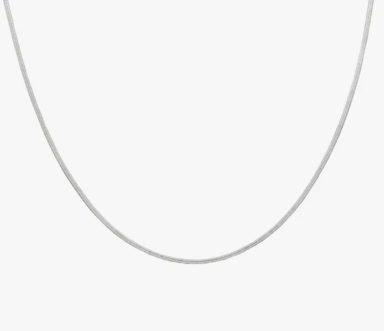 Dainty Herringbone Necklace Silver