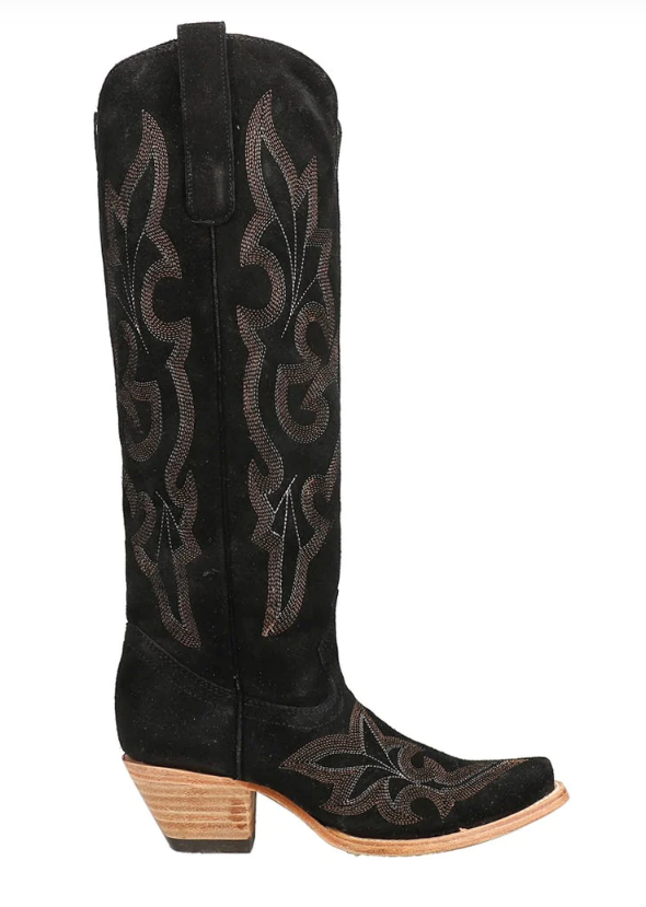 LD Black Suede Emb Boot