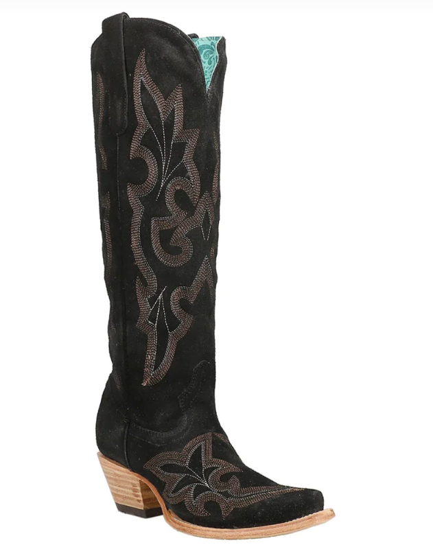 LD Black Suede Emb Boot - 7
