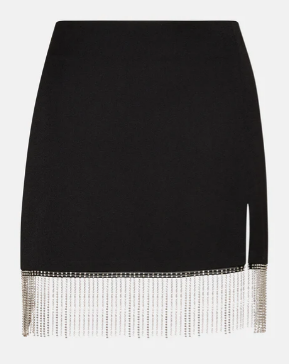Cam Skirt W Fringe - Blk