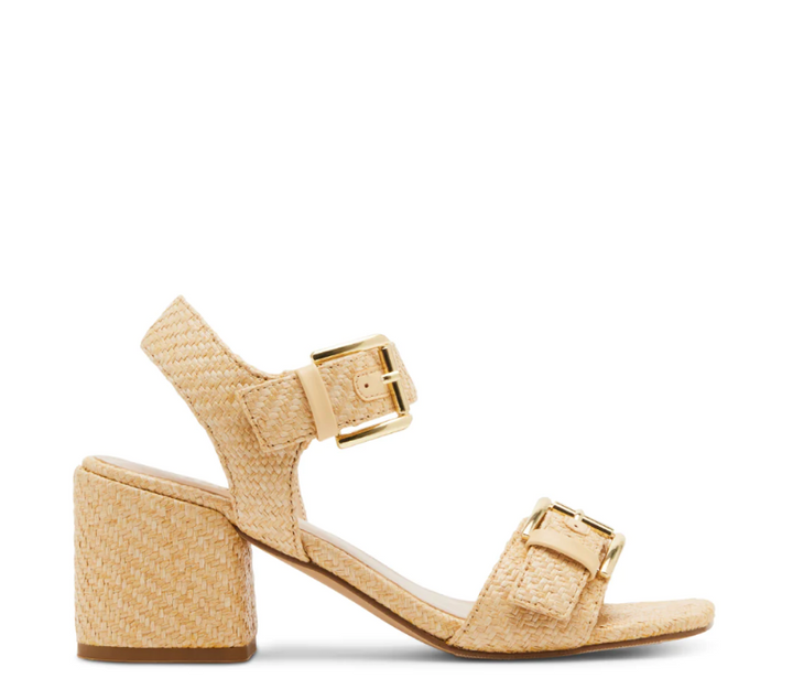 Alma Raffia Block Heel - Natural