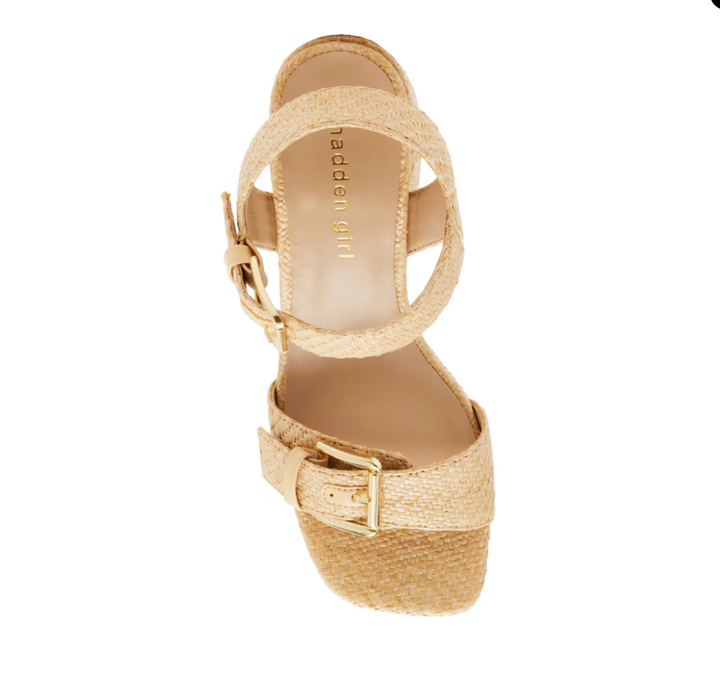 Alma Raffia Block Heel - Natural
