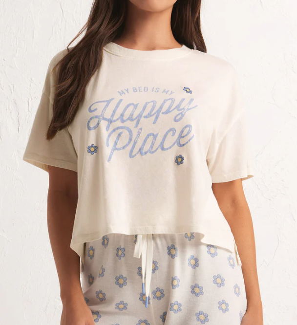 Happy Place Tee - Bone - Lg