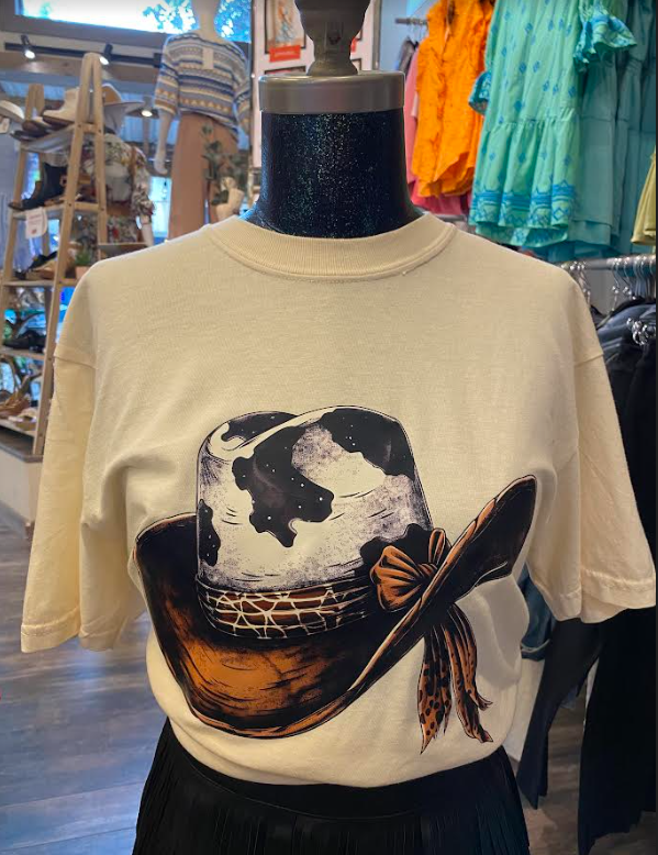 Cowhide Hat Tee - Cream