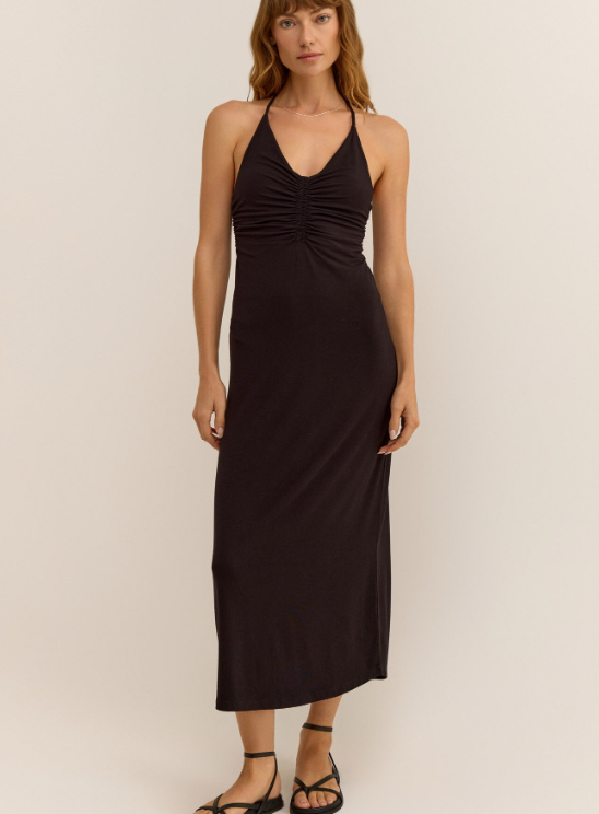 Sicily Midi Dress- Black - Xs