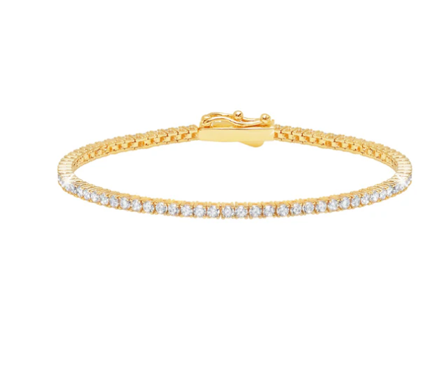 Brilliant Round Cut 2mm Tennis Anklet 18KT Gold