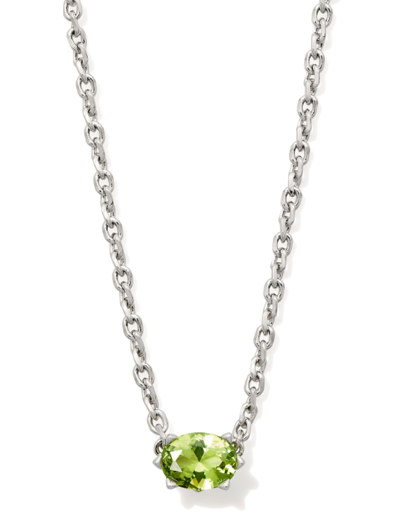 Cailin Crystal Pendant Necklace Silver Green Peridot Crystal