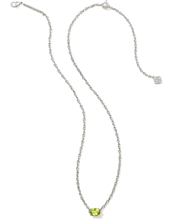 Cailin Crystal Pendant Necklace Silver Green Peridot Crystal