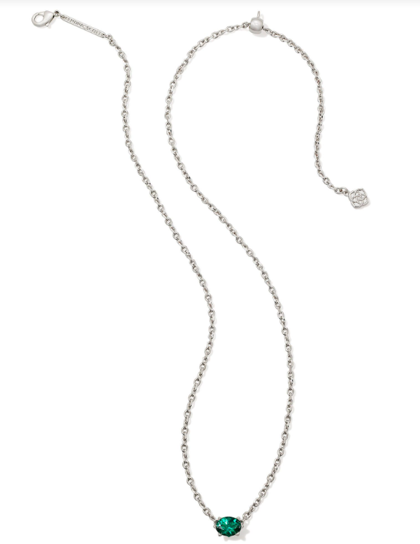 Cailin Crystal Pendant Necklace Silver Green Crystal