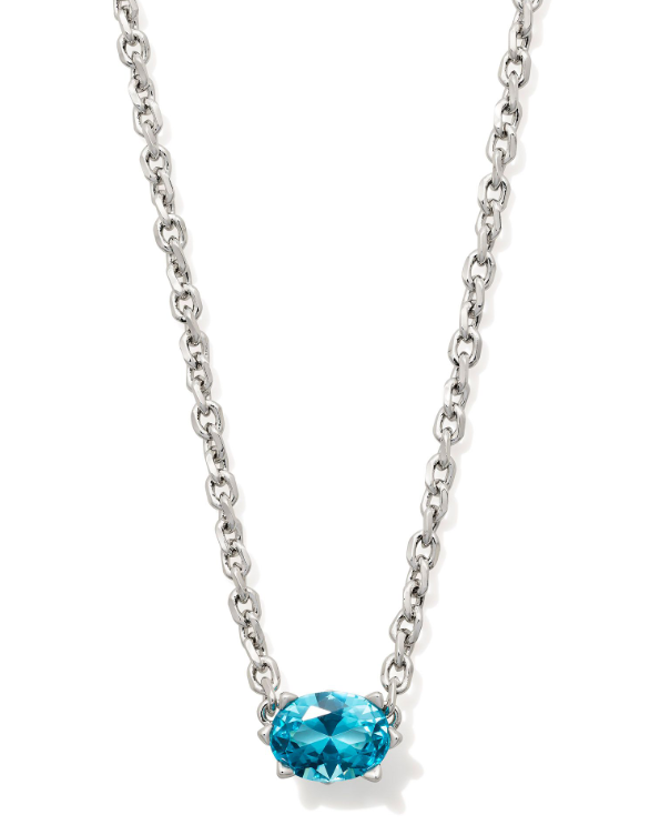 Cailin Crystal Pendant Necklace Silver Aqua Crystal