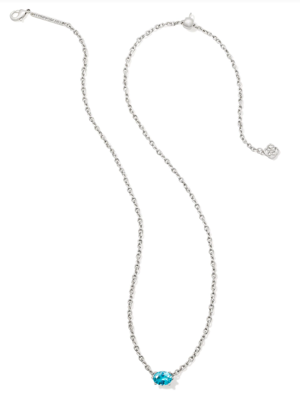 Cailin Crystal Pendant Necklace Silver Aqua Crystal