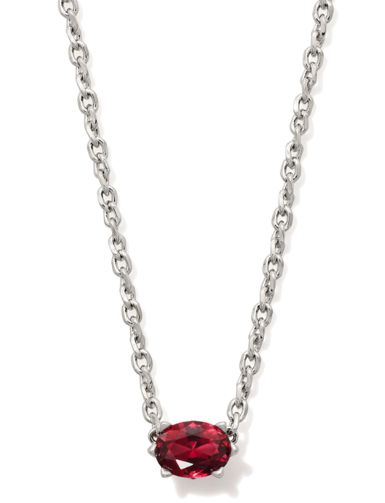 Cailin Crystal Pendant Necklace Silver Burgundy Crystal