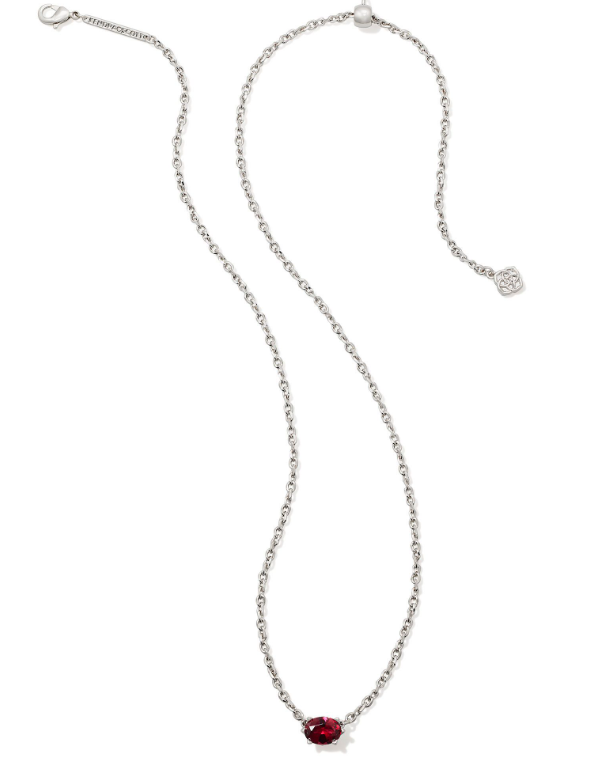 Cailin Crystal Pendant Necklace Silver Burgundy Crystal