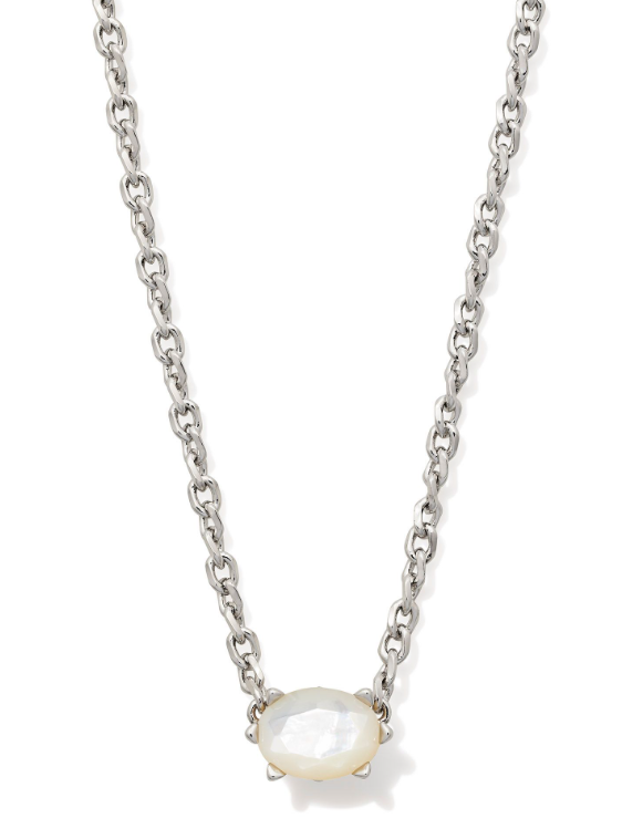 Cailin Crystal Pendant Necklace Silver Ivory Mother Of Pearl