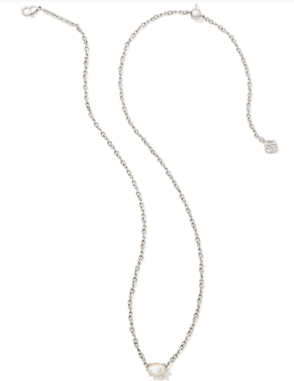 Cailin Crystal Pendant Necklace Silver Ivory Mother Of Pearl