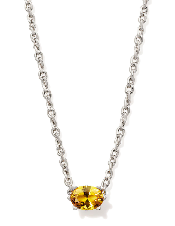 Cailin Crystal Pendant Necklace Silver Golden Yellow Crystal