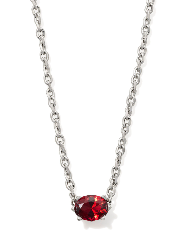 Cailin Crystal Pendant Necklace Silver Red Crystal