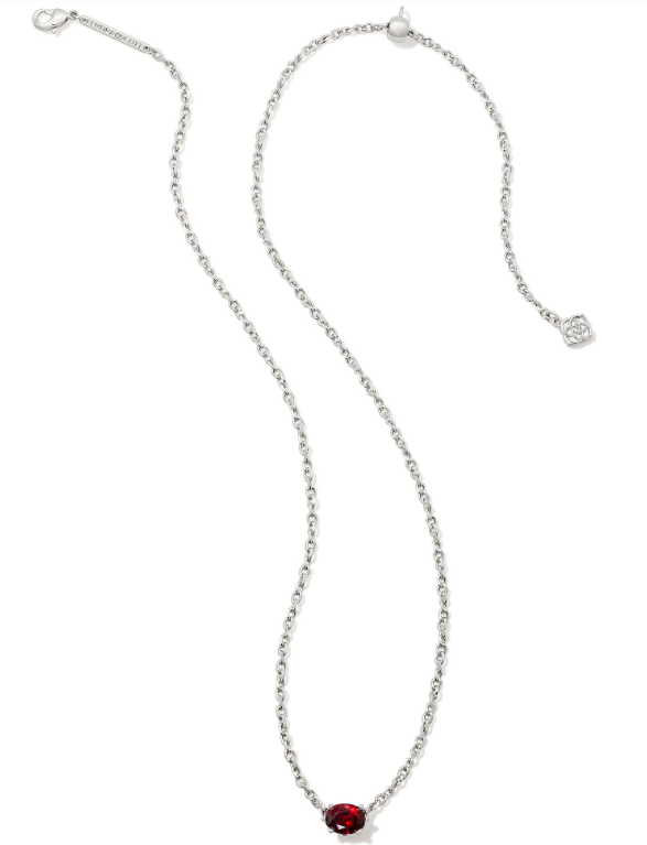 Cailin Crystal Pendant Necklace Silver Red Crystal