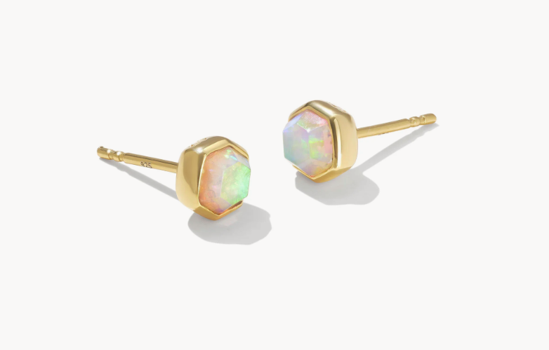 Davie Stud Ear 18K Gv Wht Kyocera Opal