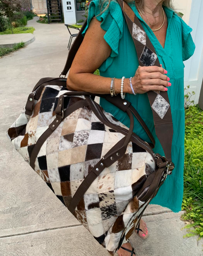 Patchwork Hide Duffle Tote