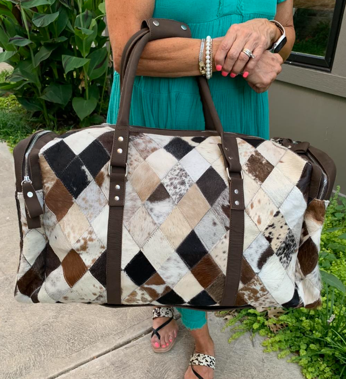 Patchwork Hide Duffle Tote