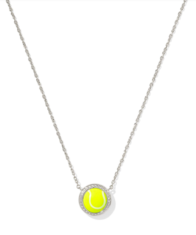 Tennis Short Pendant Necklace Silver Chartreuse Magnesite