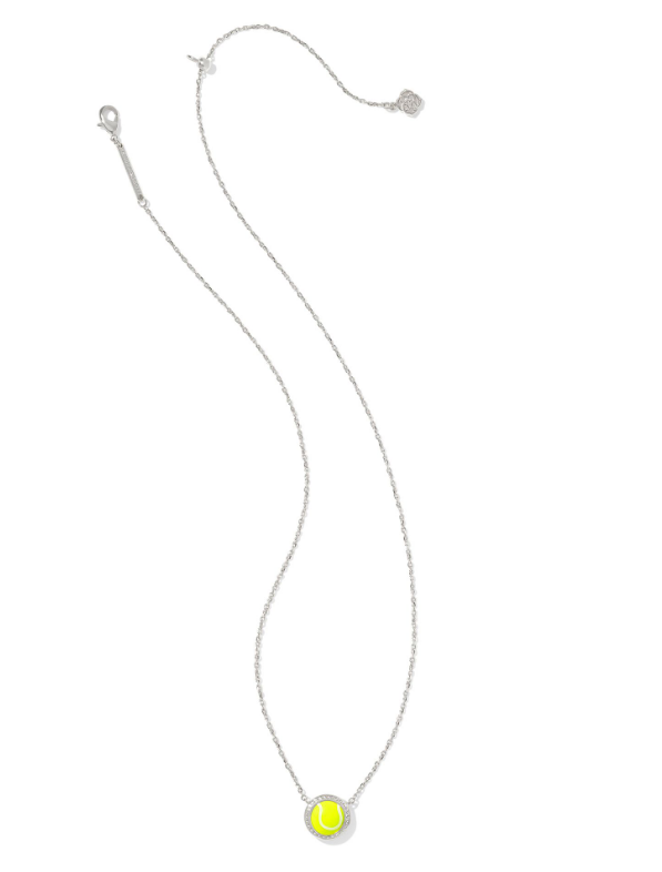 Tennis Short Pendant Necklace Silver Chartreuse Magnesite