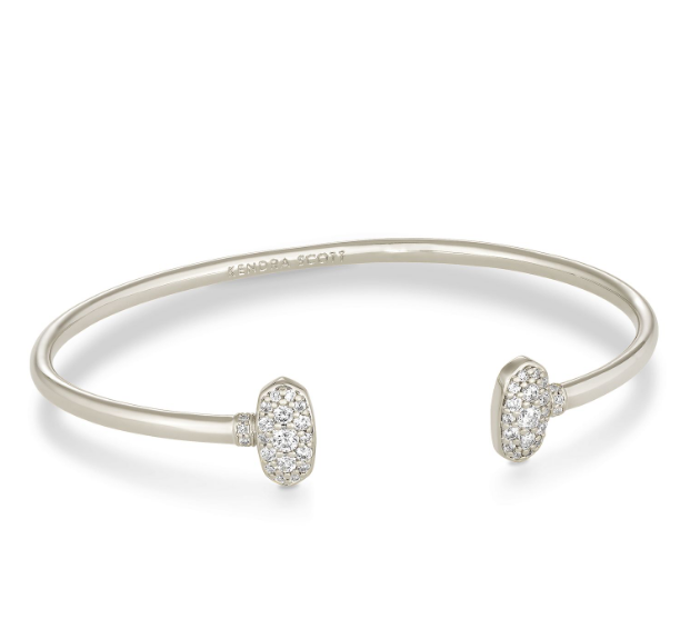 Grayson Crystal Cuff Bracelet Rhodium Metal White Cz