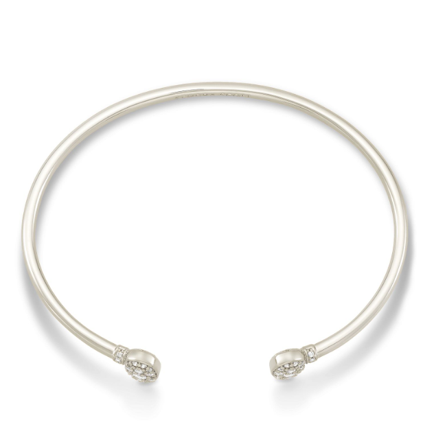 Grayson Crystal Cuff Bracelet Rhodium Metal White Cz