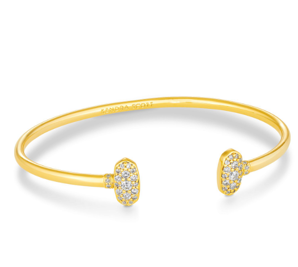 Grayson Crystal Cuff Bracelet Gold Metal White Cz