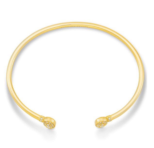 Grayson Crystal Cuff Bracelet Gold Metal White Cz