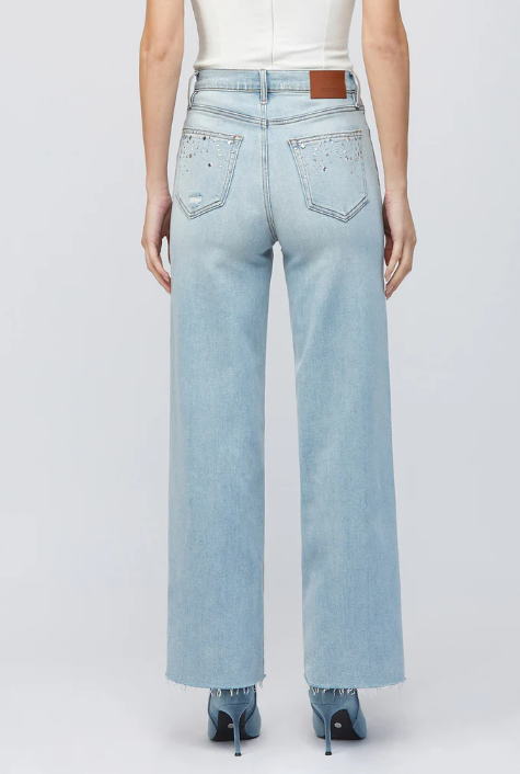 Logan Light Wash Studded Hotfix Dad Jean