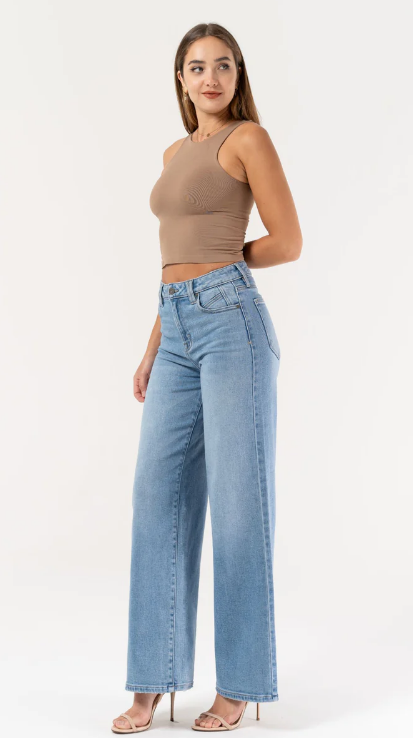 Nori Med. Blue High Waist Wide Leg Pant - 24
