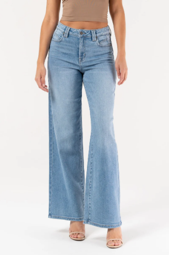 Nori Med. Blue High Waist Wide Leg Pant - 29