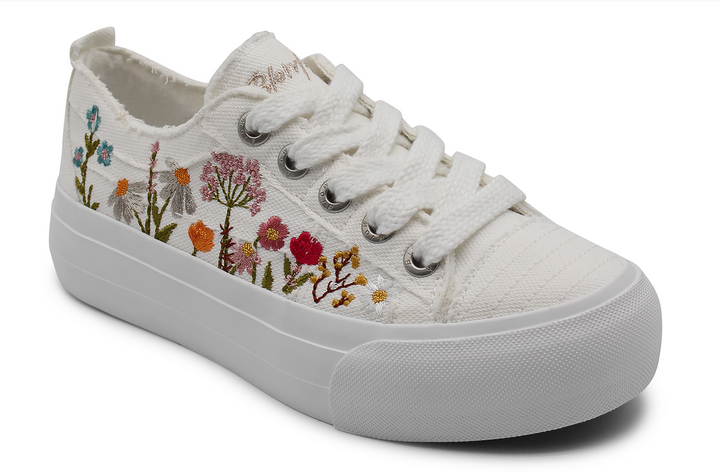 Sadie Platform Canvas Sun Sneaker- White - 8.5