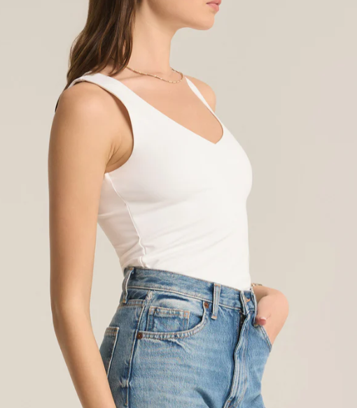 Avala V-Neck So Smooth Top - White - Xs