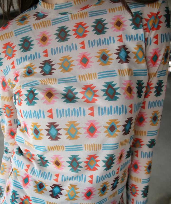 Spring Aztec Mesh Top - S