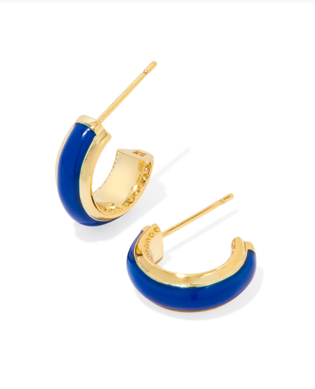 Ainsley Huggie Ear Gold Blue Enamel