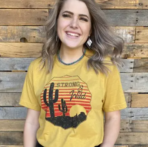 Strong & Wild Tee- Vintage Mustard - Xl