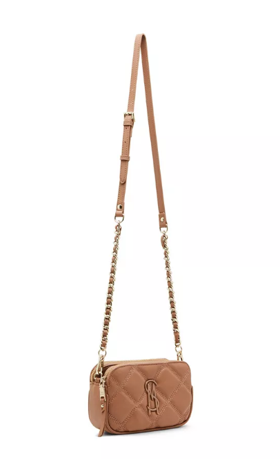 Daisy Quilted Crossbody- Cognac