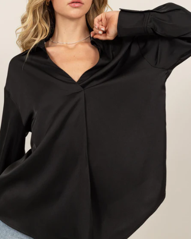 Dakota Satin Top - Blk
