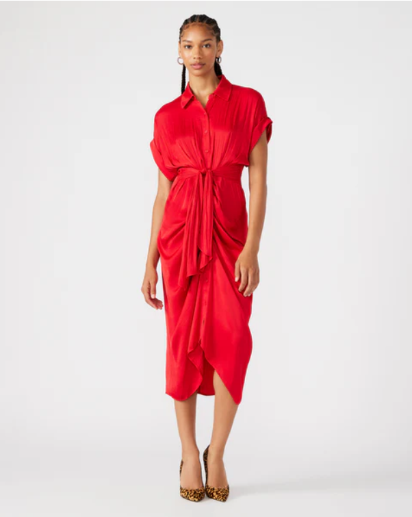 Tori Tie Front Dress- Red - 0