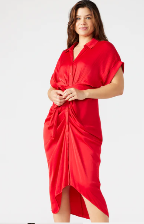 Tori Tie Front Dress- Red - 0